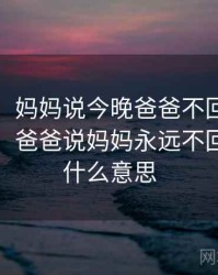 没想到！妈妈说今晚爸爸不回家还有另一面，爸爸说妈妈永远不回来了是什么意思